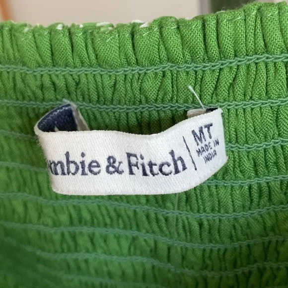 Abercrombie & Fitch Green Puff Sleeve Mini Dress NWT Medium Tall - Picture 9 of 12